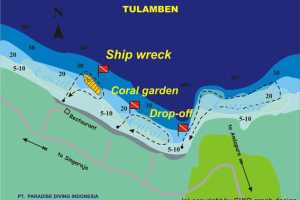 Dive site map: Tulamben