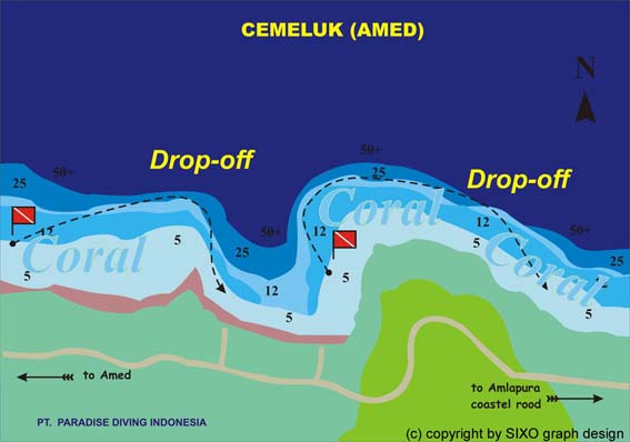 Dive site map Amed / Cemeluk