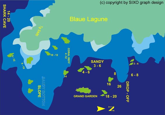Dive site map Blaue Lagune