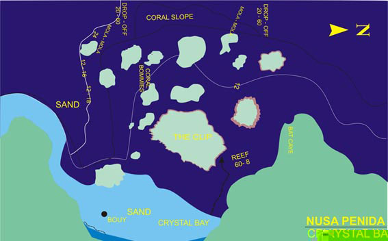 Dive site map Cristal Bay - Gamat Bay - Nusa Penida
