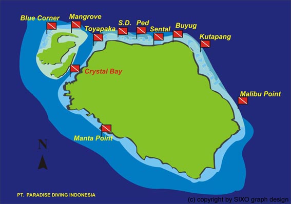 Dive site map Nusa Penida