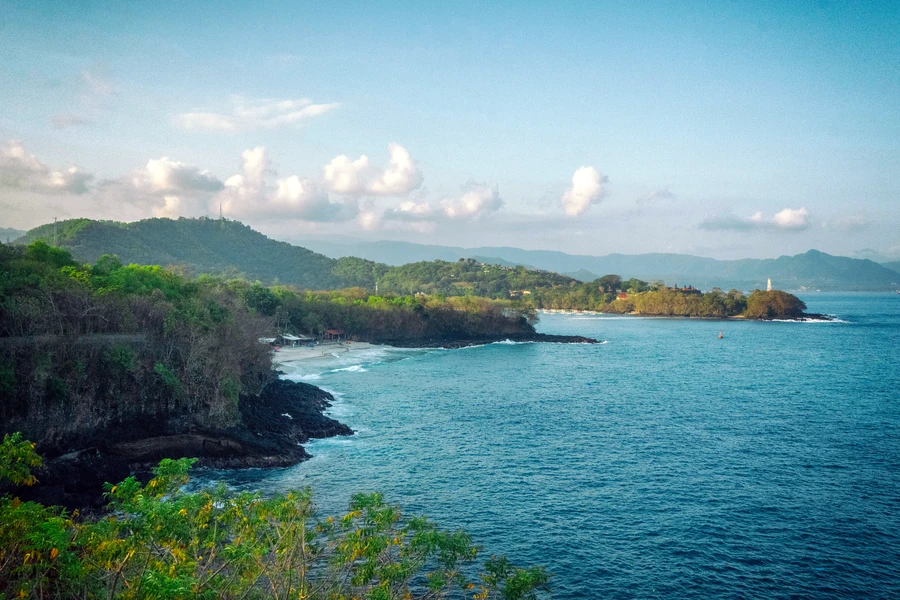 Green East Bali coast connecting several dive regions
