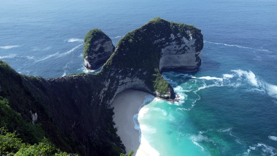 Steep Nusa Penida coast from the air